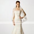 Appliqued Tulle over Satin Mermaid Wedding Dress with Rhinestone Sash