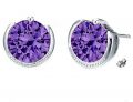 Rhodium Plated Tanzanite Color Stud Earrings made with Swarovski Crystals (GE037TZ)