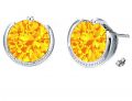 Rhodium Plated Topaz Color Stud Earrings made with Swarovski Crystals (GE037TPZ)