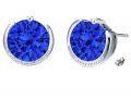 Rhodium Plated Sapphire Color Stud Earrings made with Swarovski Crystals (GE037SP)