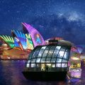 Marvel at the electrifying sights on the harbour with a Vivid Lights cruise