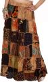 Long Printed Dori Skirt from Gujarat with Patch Work - Beige