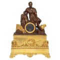 French Neoclassical Style Dore Bronze Figural Mantel Clock