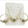 Lantern Bead Hoops And Necklace Set