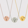 Engraved Birth Flowers Necklace