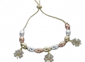 Leaf-clover Charms Oval Beads Adjustable Bracelet