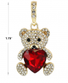 Bear Pendant with heart CZ Stone