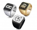 Engraved Initial Signet Men Ring