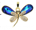 Gold Turquoise Blue Butterfly Pendant