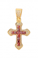 Shiny Gold Plated Pendant Cross with Sparkling Accents