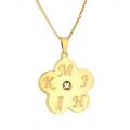 Personalized Flower Initials Necklace With Birthstone