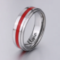 Engraved Thin Red Line Ring