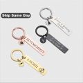 Engraved Bar with Round Charm Keychain