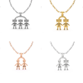 Family Mom Necklace with Girls Boys Charms