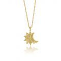 Personalized Crescent Moon & Sun Initial Necklace