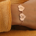 Personalized Double Heart Bracelet with Initial