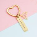 Engraved Bar Keychain with Mermaid Tail Charm