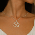 Intertwined Flower Heart Name Necklace with Birthstone
