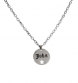 Engraved Round With Star Necklace