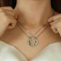 Engraved Broken Heart Necklace for Couples