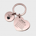 Heart Shaped Engraved Keychain with Round Charm