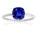 Petite Two Tone Square Cushion Untreated Blue Sapphire Solitaire Ring (1.10cttw)