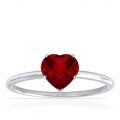 GemsNY - Dainty Heart Shape Four Prong Ruby Solitaire Ring (0.60cttw)